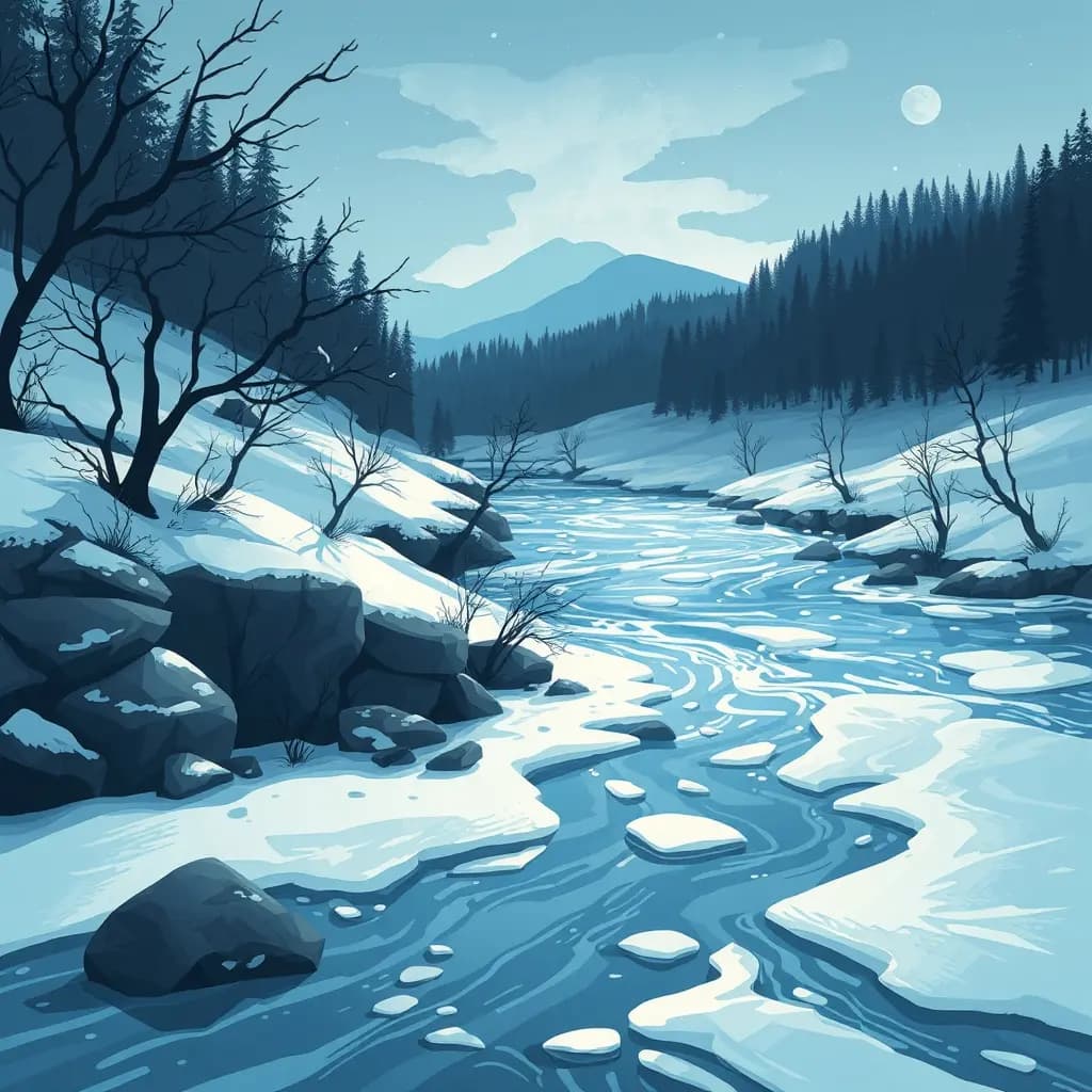 Dream illustration: River freezing instantly