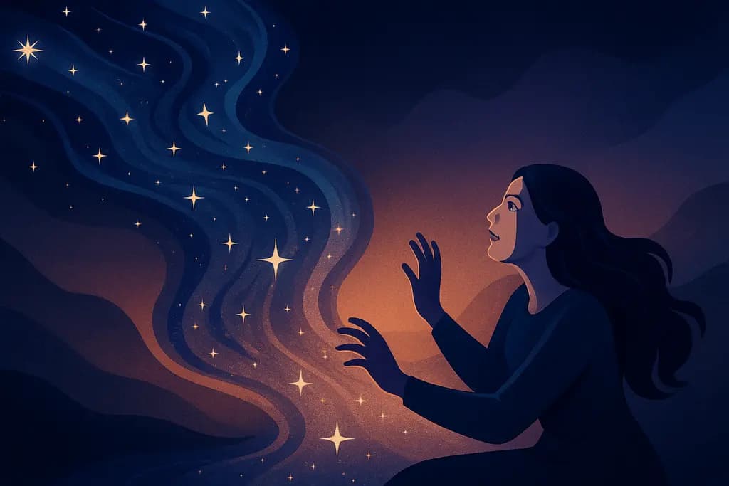 Dream illustration: river made of stars attacking me dream