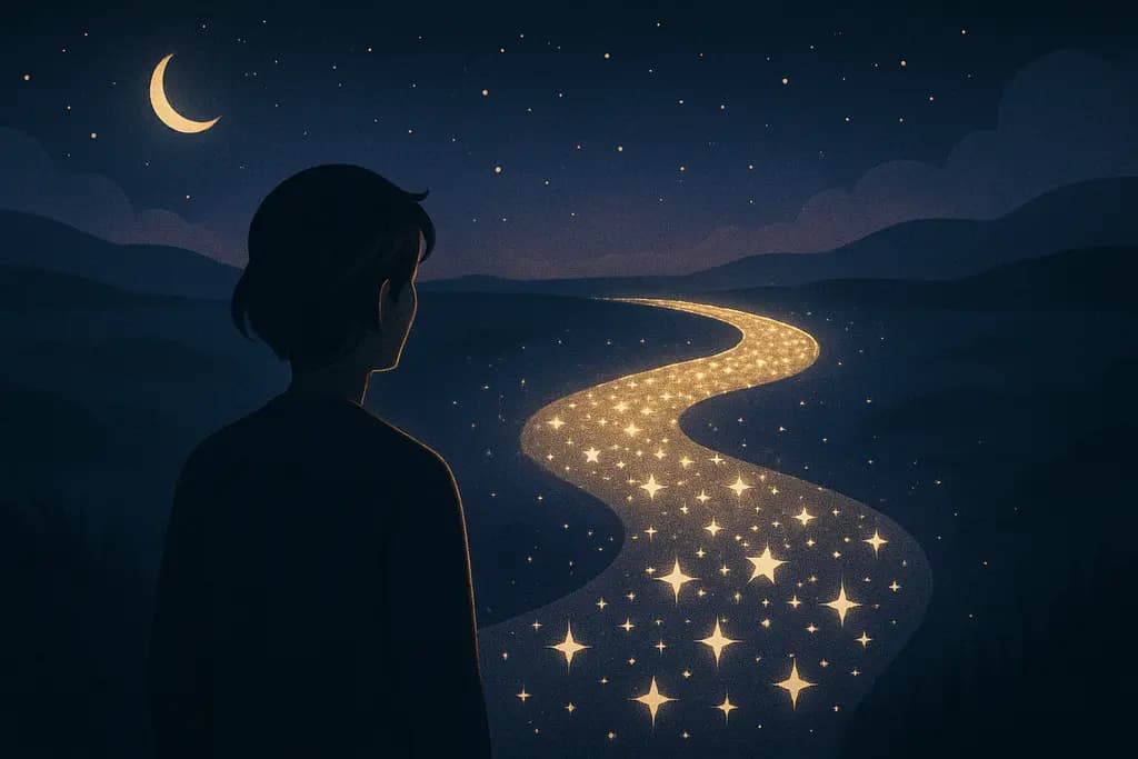 Dream illustration: river made of stars chasing me in dream