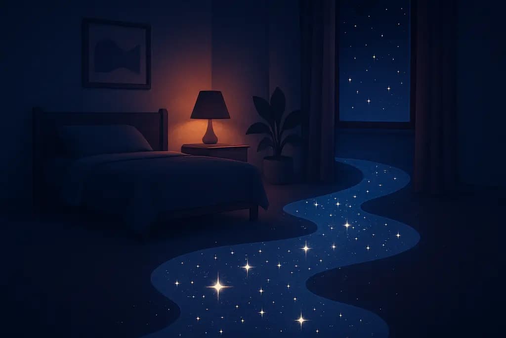 Dream illustration: river made of stars in house