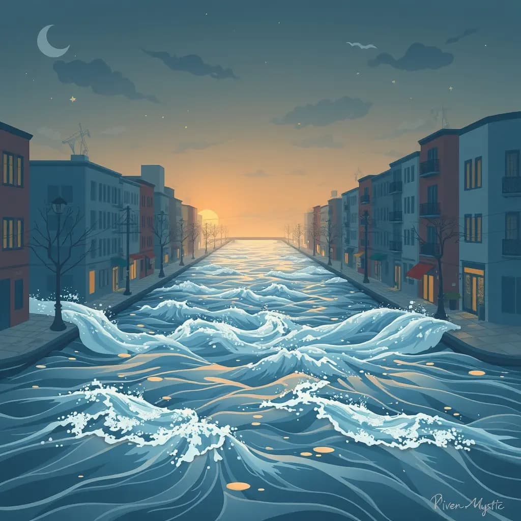Dream illustration: River Overflowing Into Streets