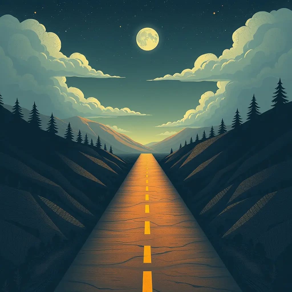 Dream illustration: Road disappears under feet