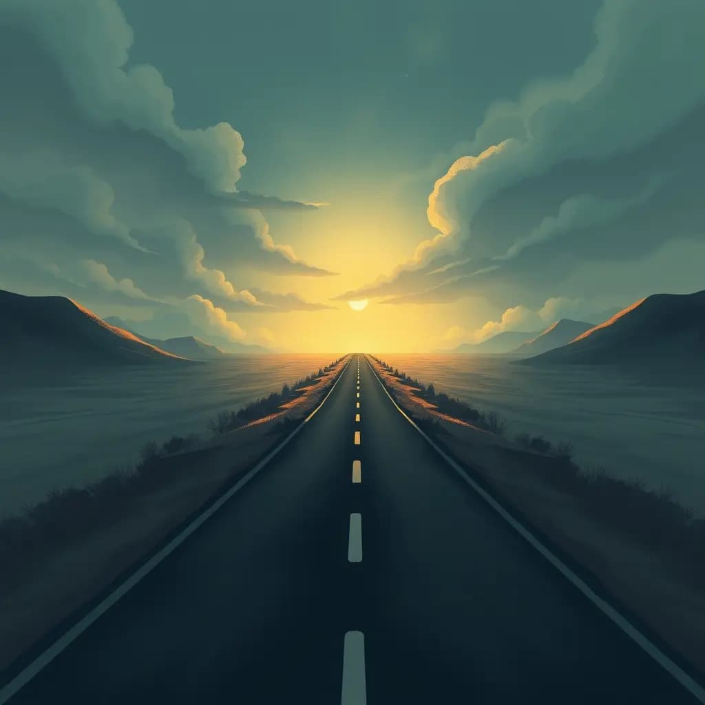 Dream illustration: Road splits open slowly