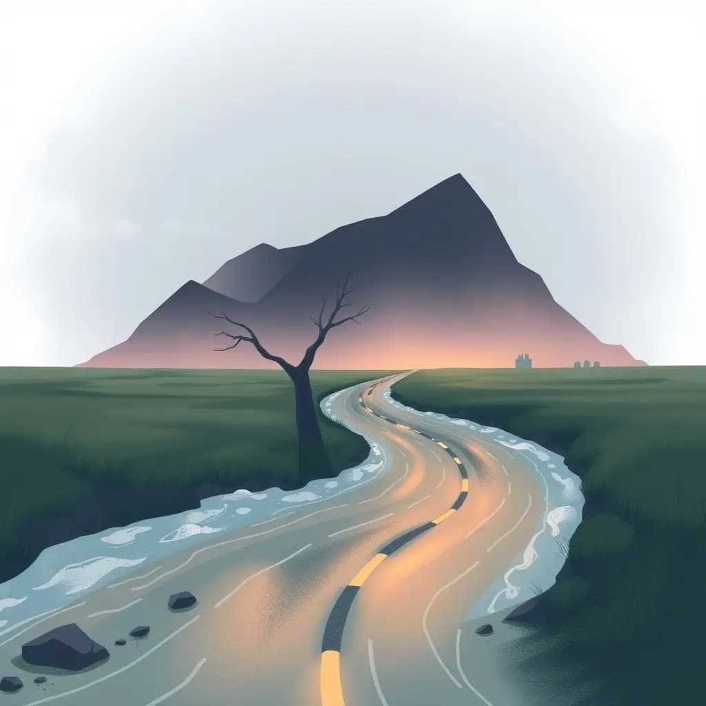 Dream illustration: Road Washed Away by Flood