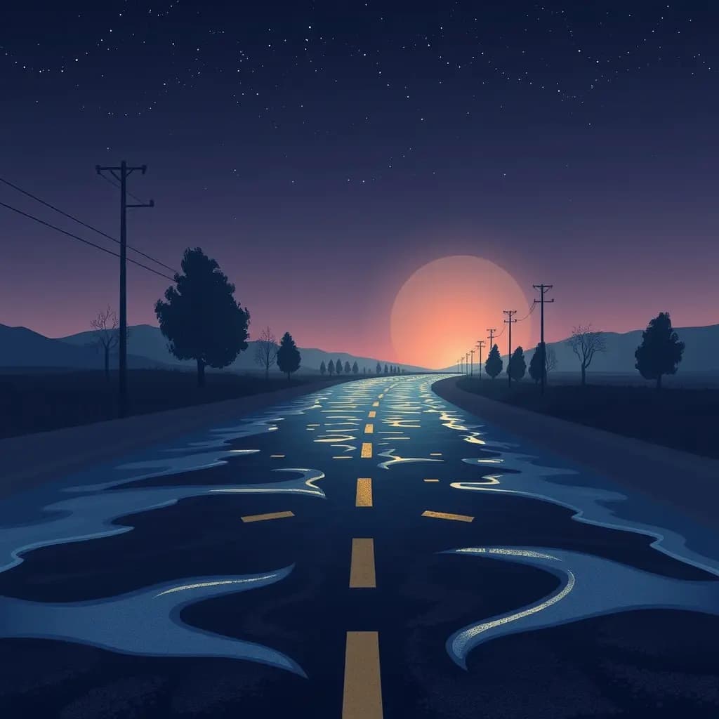 Dream illustration: Roads flood under tires