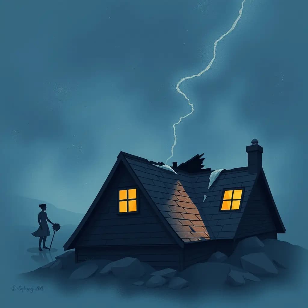 Dream illustration: Roof caves in underfoot