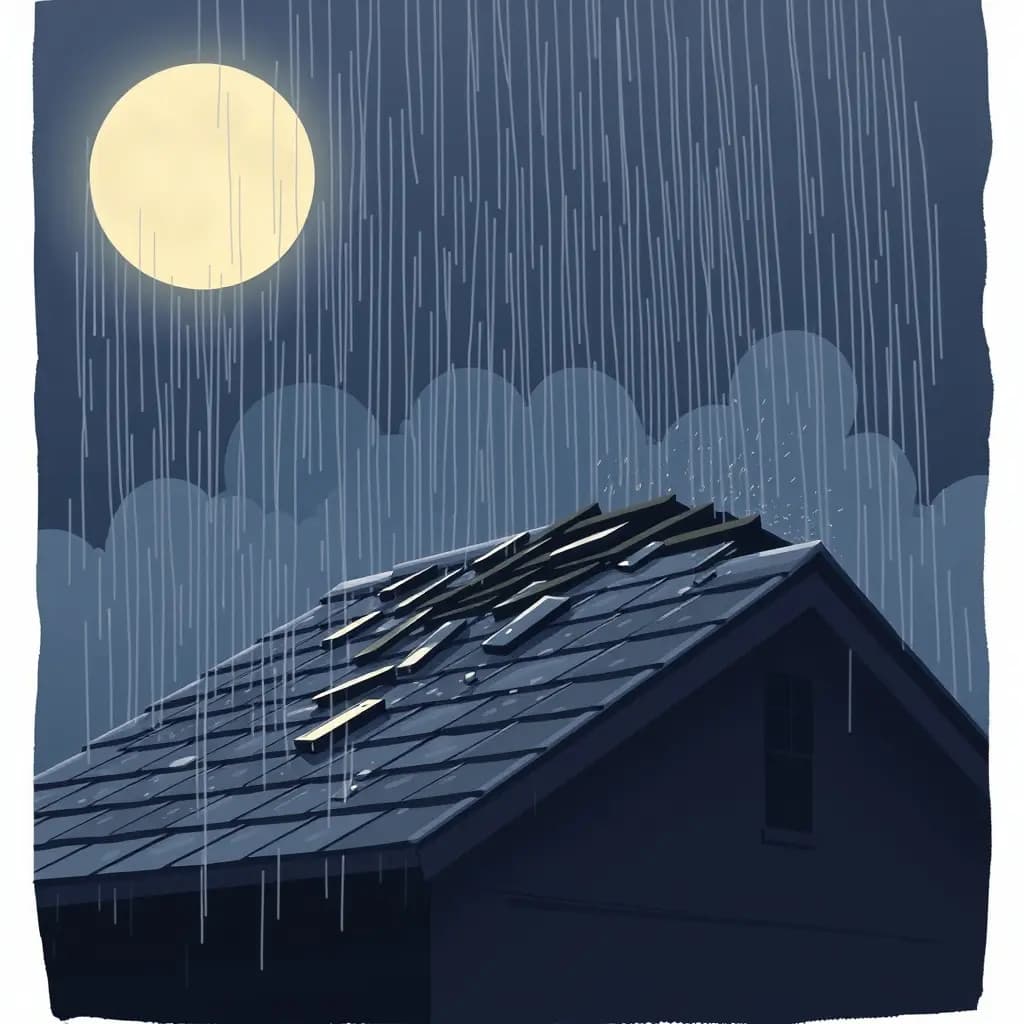 Dream illustration: Roof collapses from rain