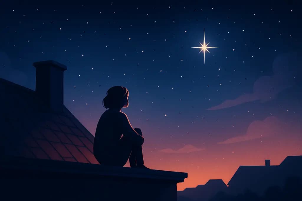 Dream illustration: Rooftop under the stars