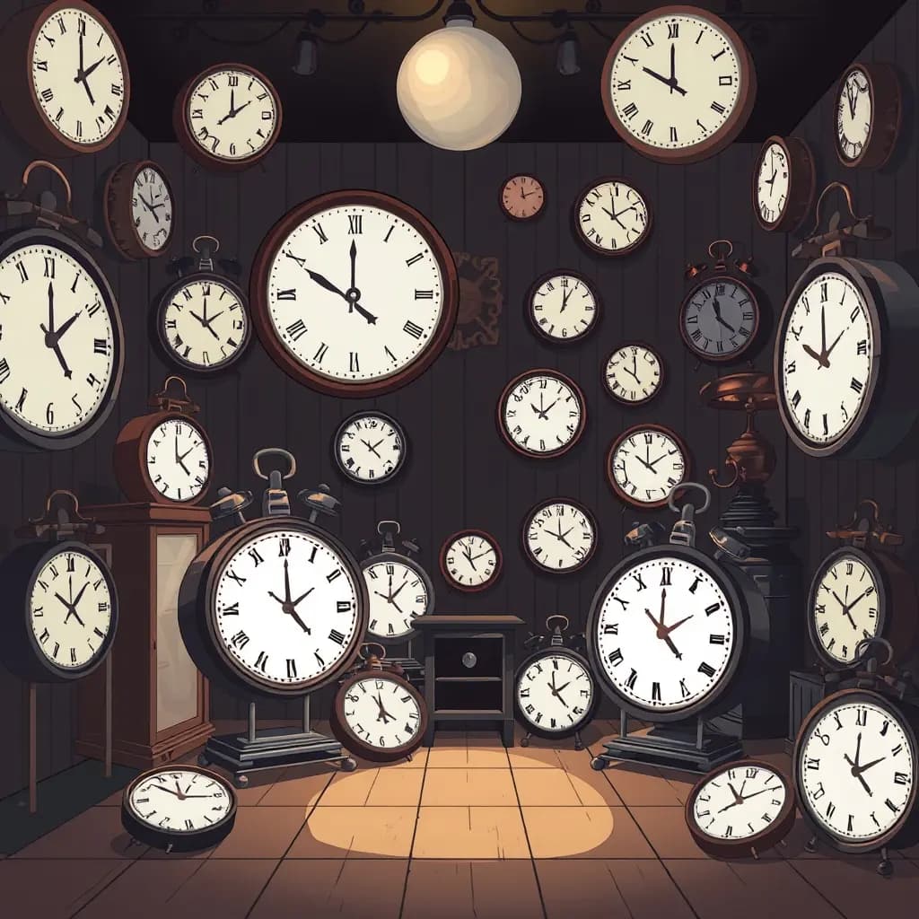 Dream illustration: Room full of clocks