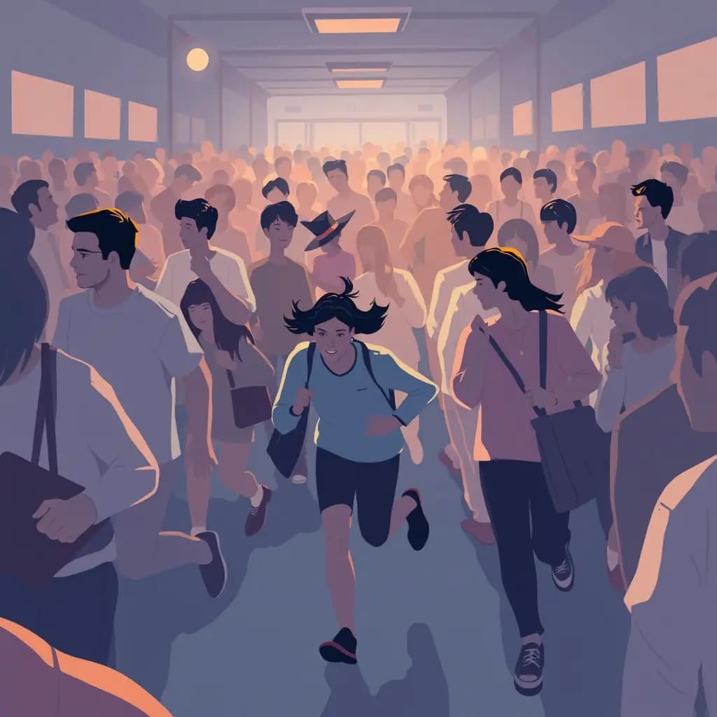 Dream illustration: Running through crowds