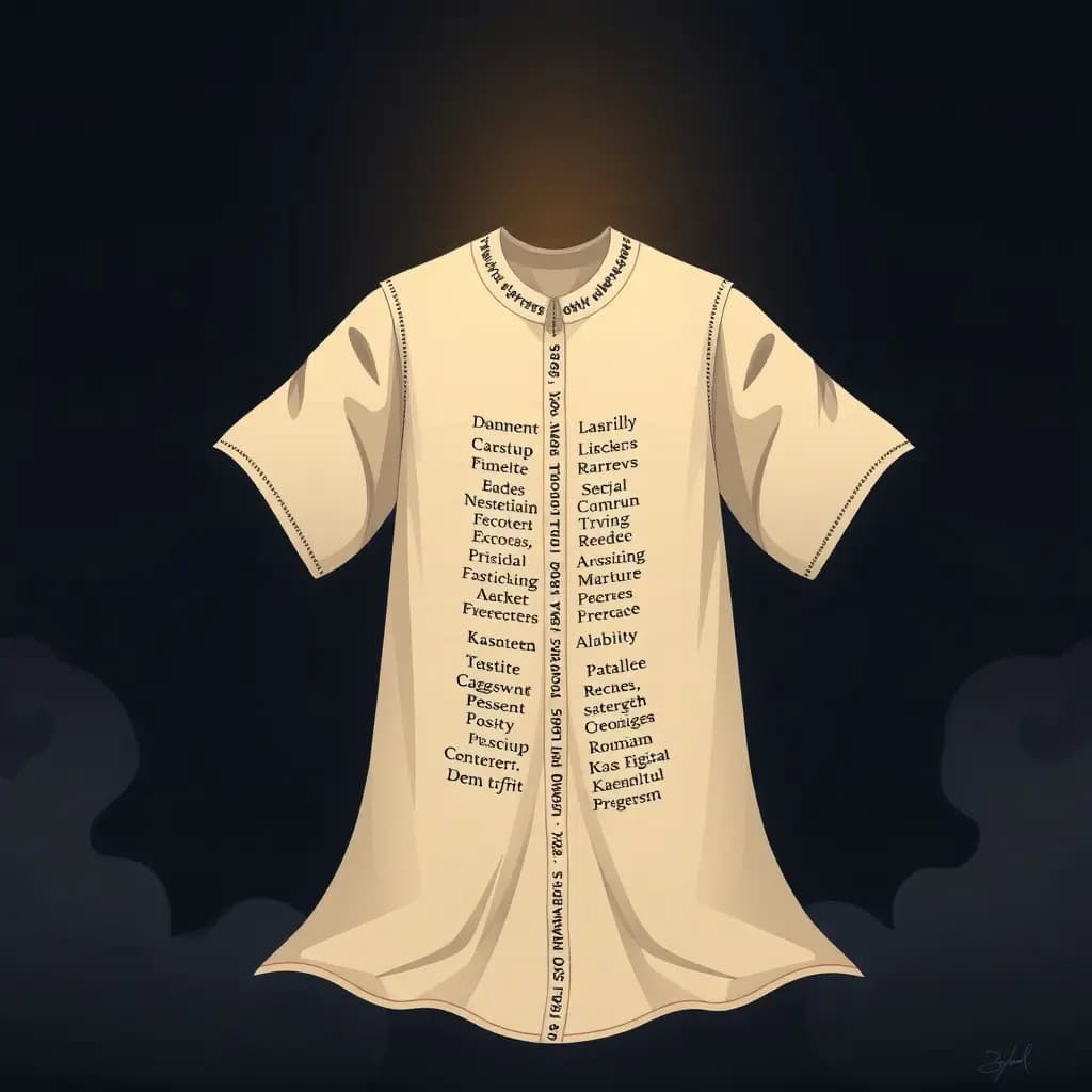 Dream illustration: Sacred garment sewn with names