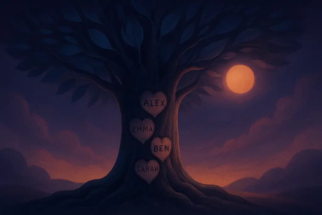 Dream illustration: Sacred tree with carved names