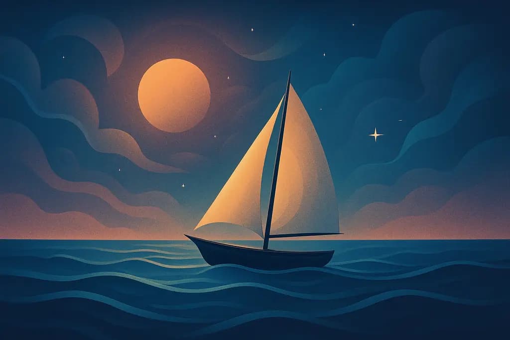 Dream illustration: Sailing smoothly on an open sea