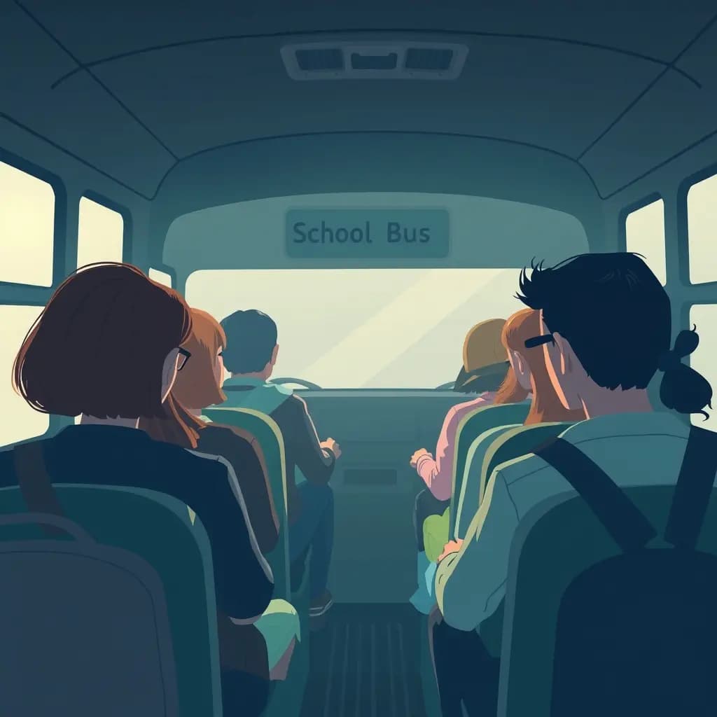 Dream illustration: School bus full of strangers