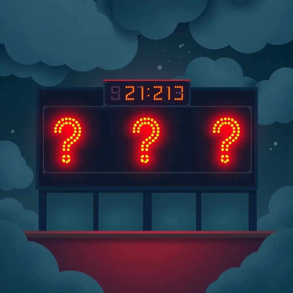 Dream illustration: Scoreboard blinks question marks