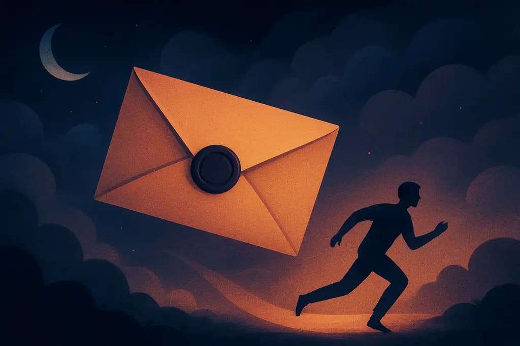 Dream illustration: sealed envelope chasing me in a dream