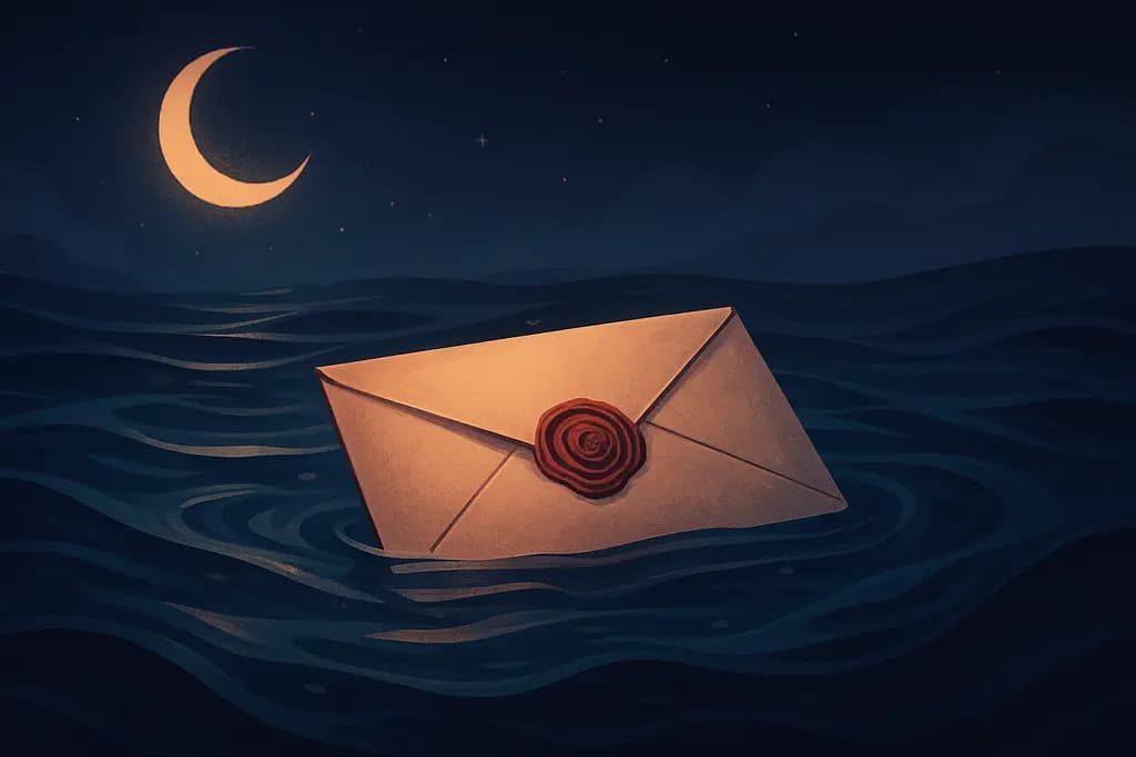 Dream illustration: sealed envelope in water dream