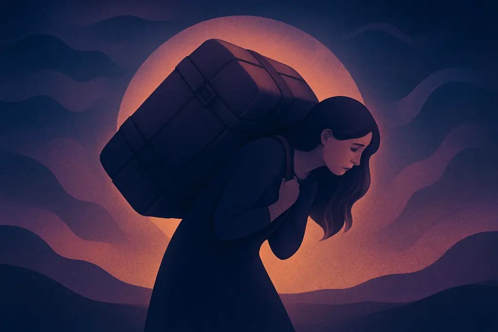 Dream illustration: seeing myself carrying heavy baggage dream