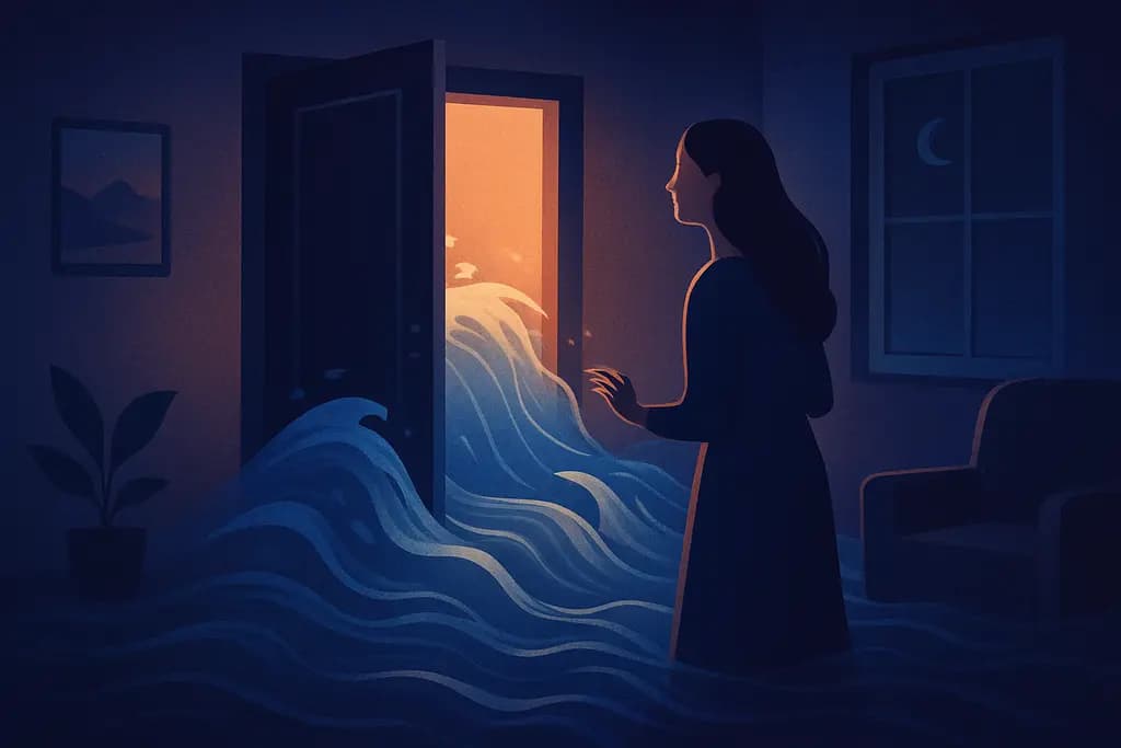 Dream illustration: seeing rapid floodwaters in house
