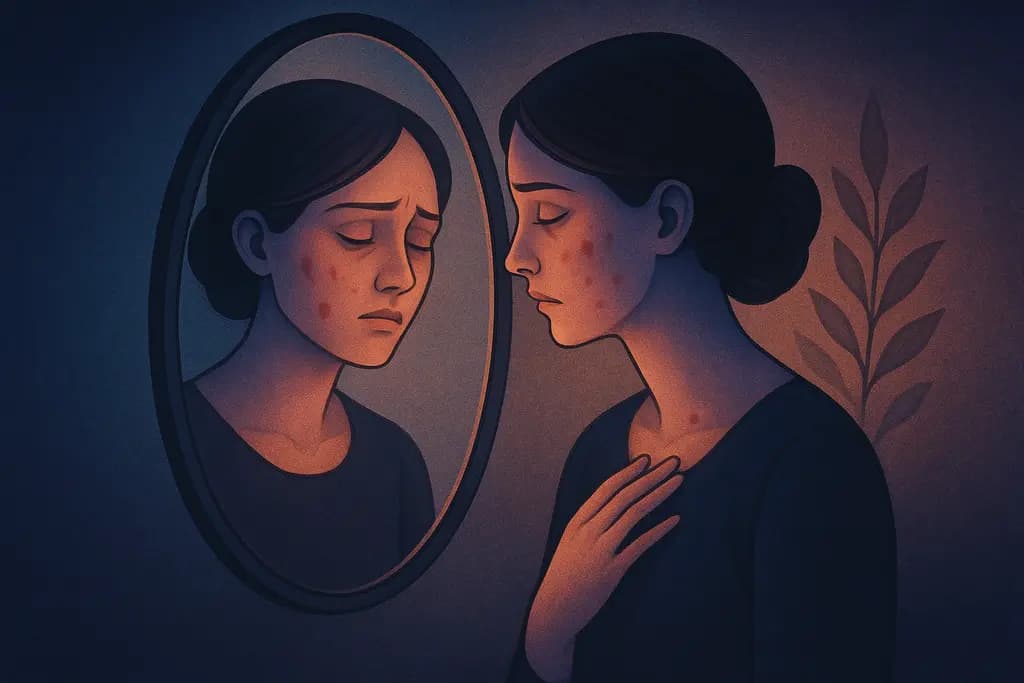 Dream illustration: Seeing signs of illness on your reflection