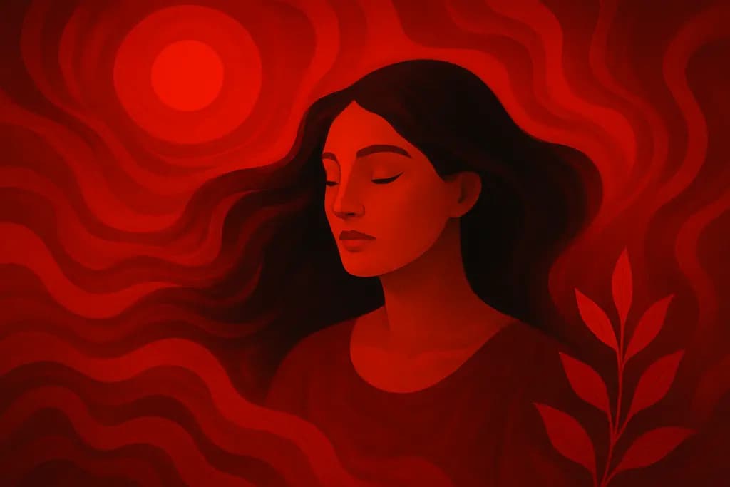 Dream illustration: seeing vivid red all around when dreaming