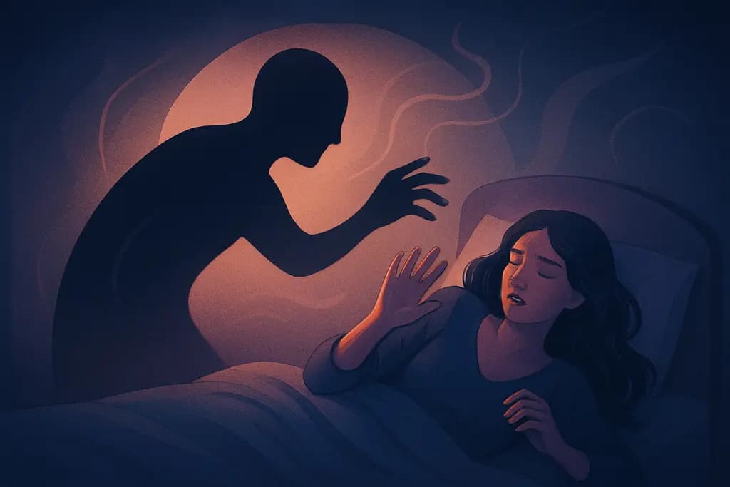 Dream illustration: shadow acting on its own attacking me in bed