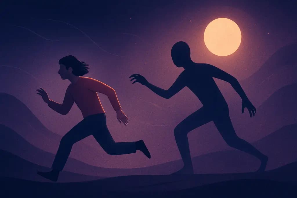 Dream illustration: shadow acting on its own chasing me