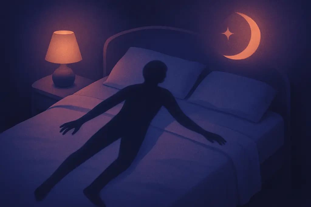 Dream illustration: shadow acting on its own in bed