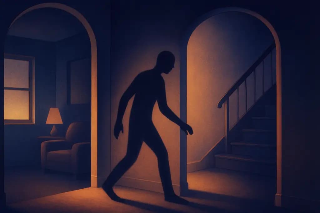 Dream illustration: shadow acting on its own in the house