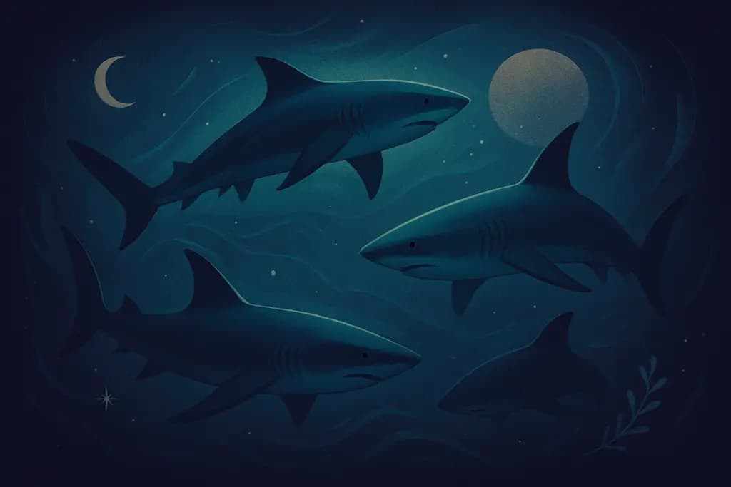 Dream illustration: Sharks circling in water