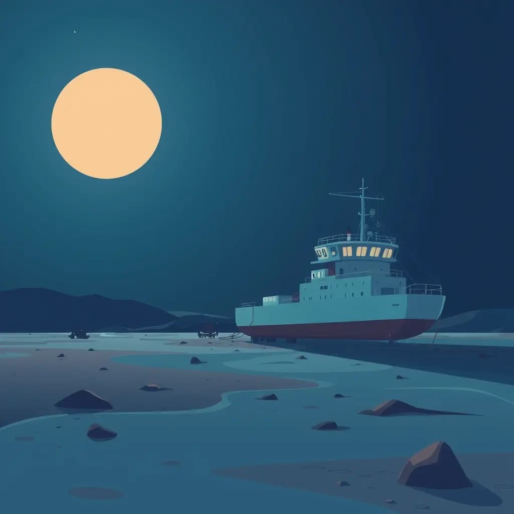 Dream illustration: Ship docks on dry land