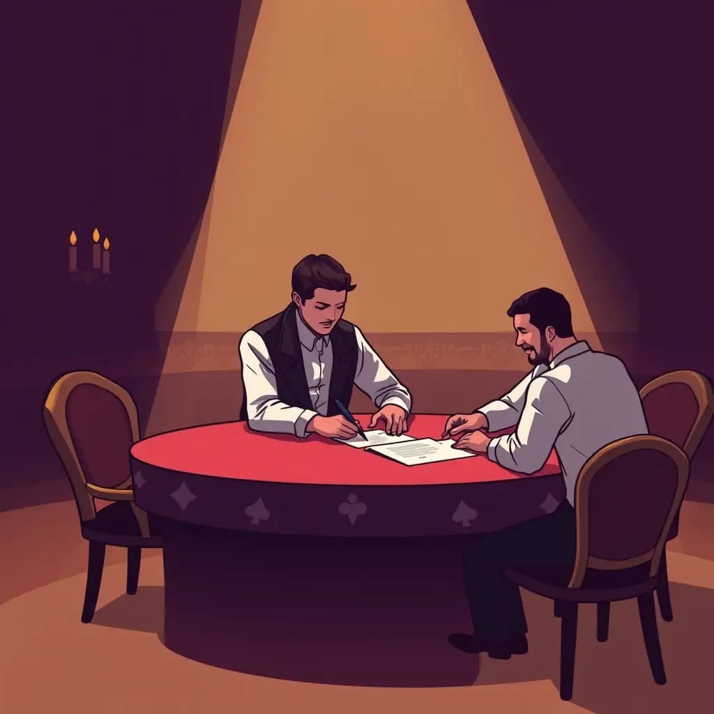 Dream illustration: Signing a Contract at a Casino Table