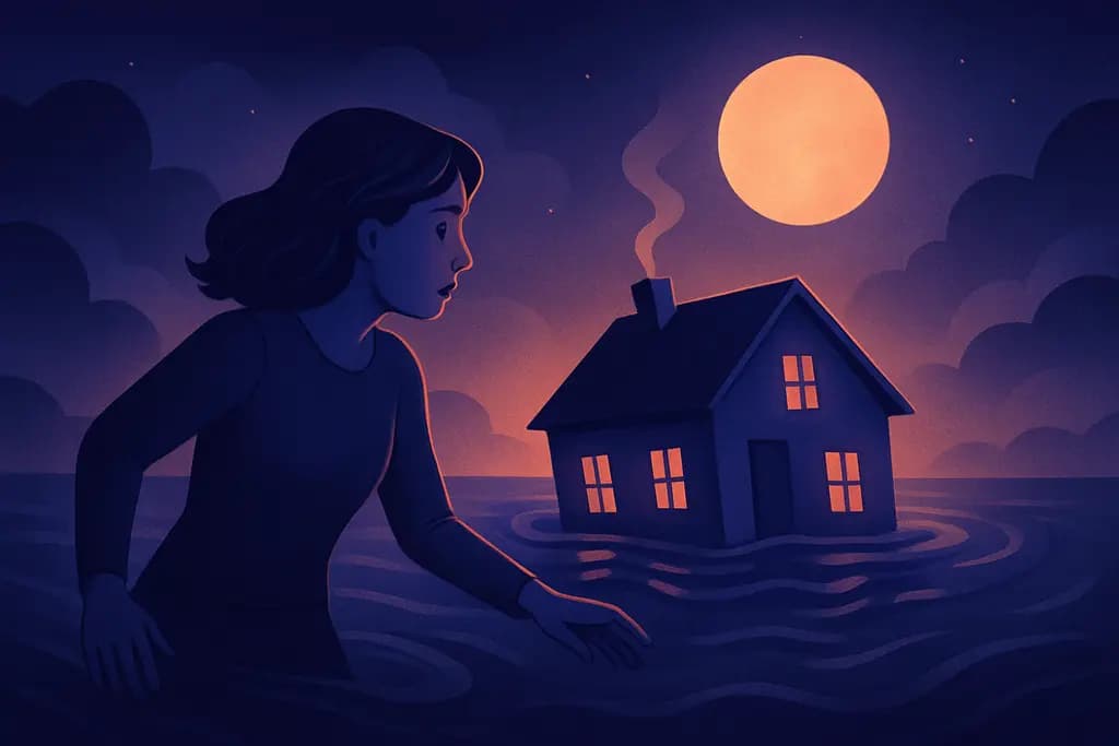 Dream illustration: sinking house chasing me