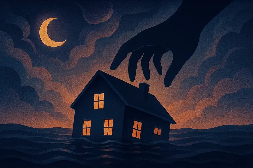 Dream illustration: sinking house dream meaning