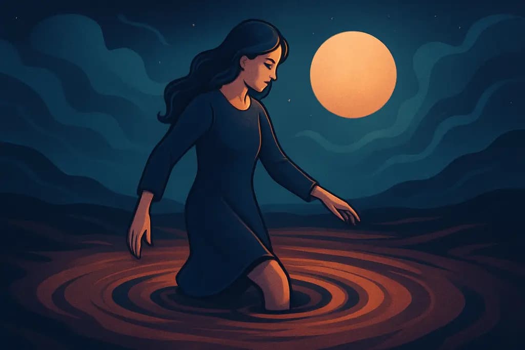 Dream illustration: Sinking sand or quicksand underfoot