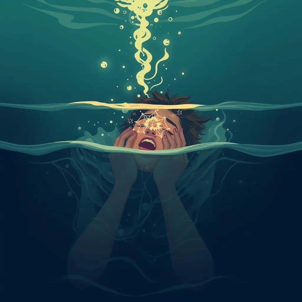 Dream illustration: Sinking underwater and gasping