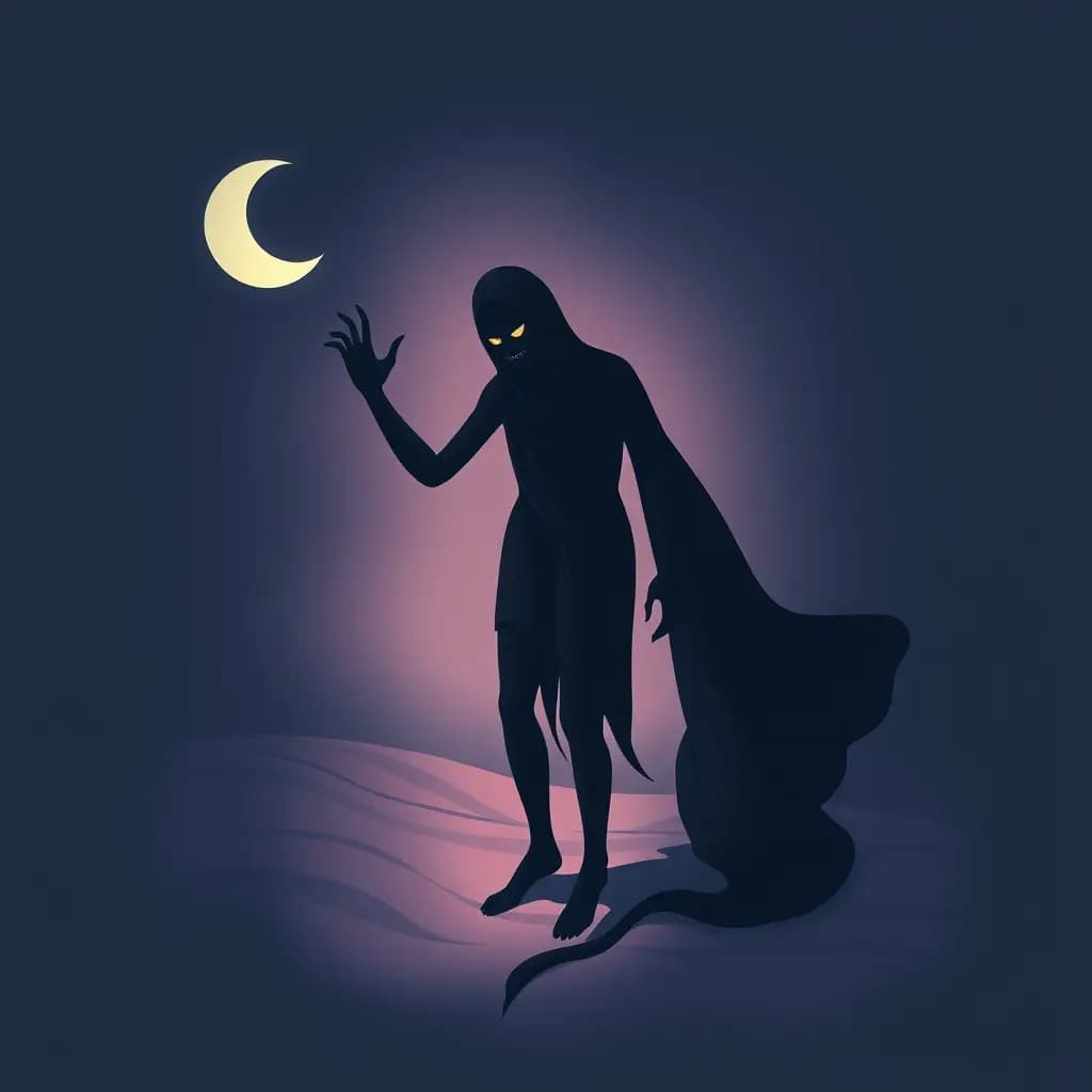 Dream illustration: Sleep paralysis shadow figure