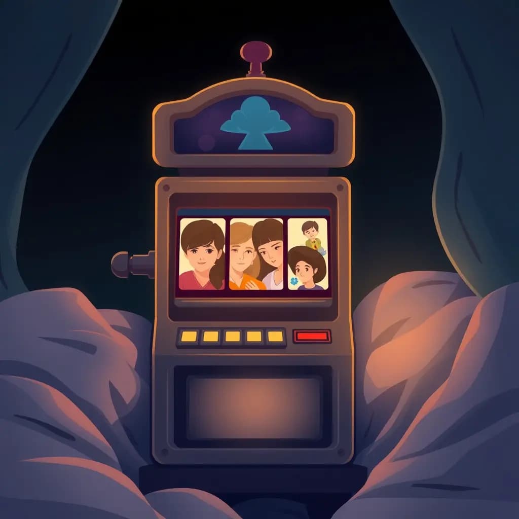 Dream illustration: a Slot Machine Showing Family Photos