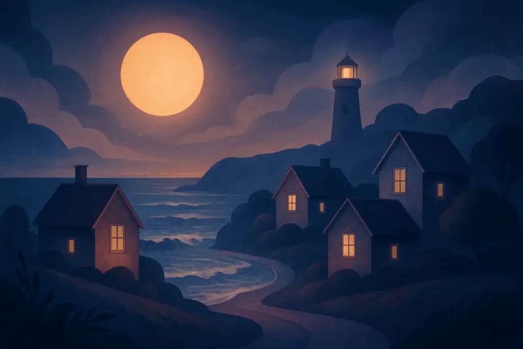 Dream illustration: Small coastal town