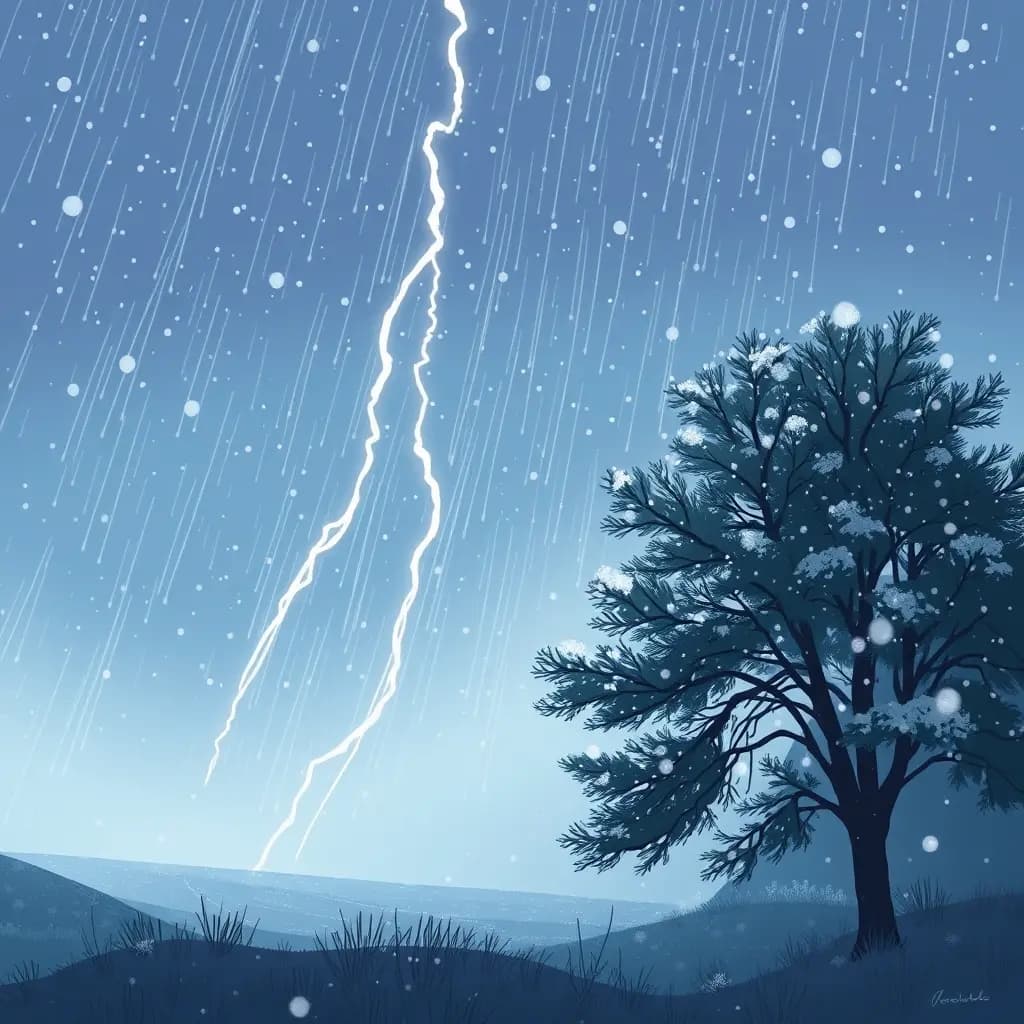 Dream illustration: Snowstorm in summertime