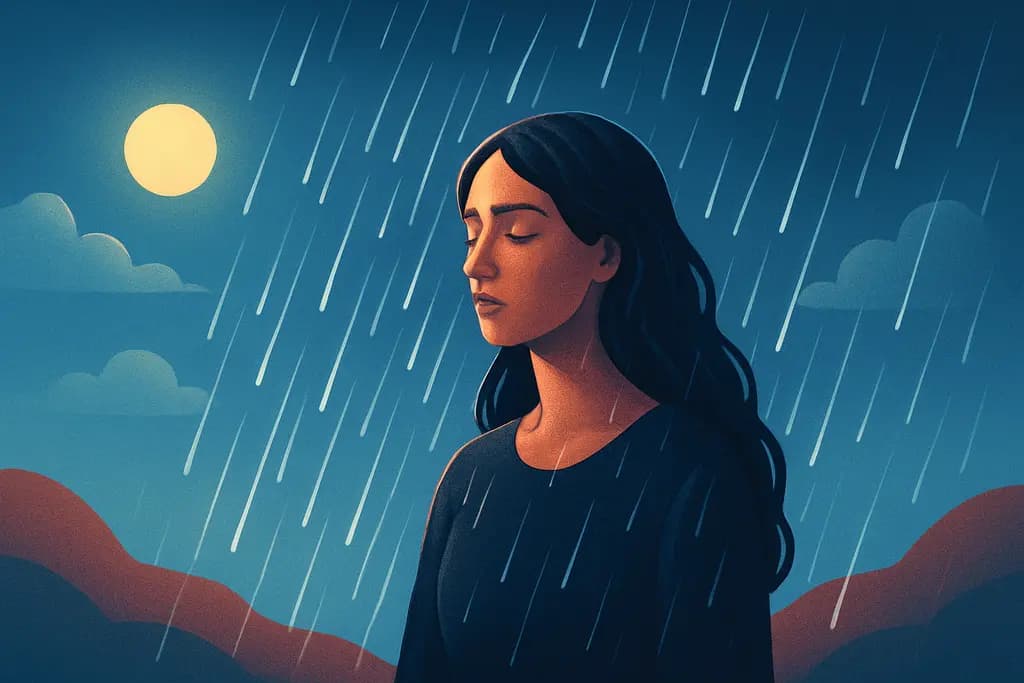 Dream illustration: Soaked by sudden rain under a clear sky