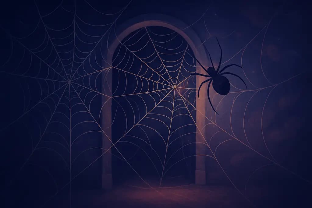Dream illustration: Spider webs covering a doorway
