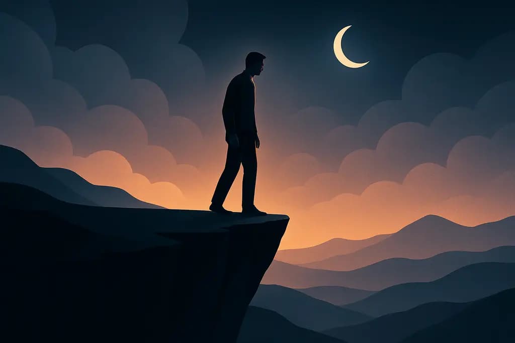 Dream illustration: Standing on a cliff edge but not falling