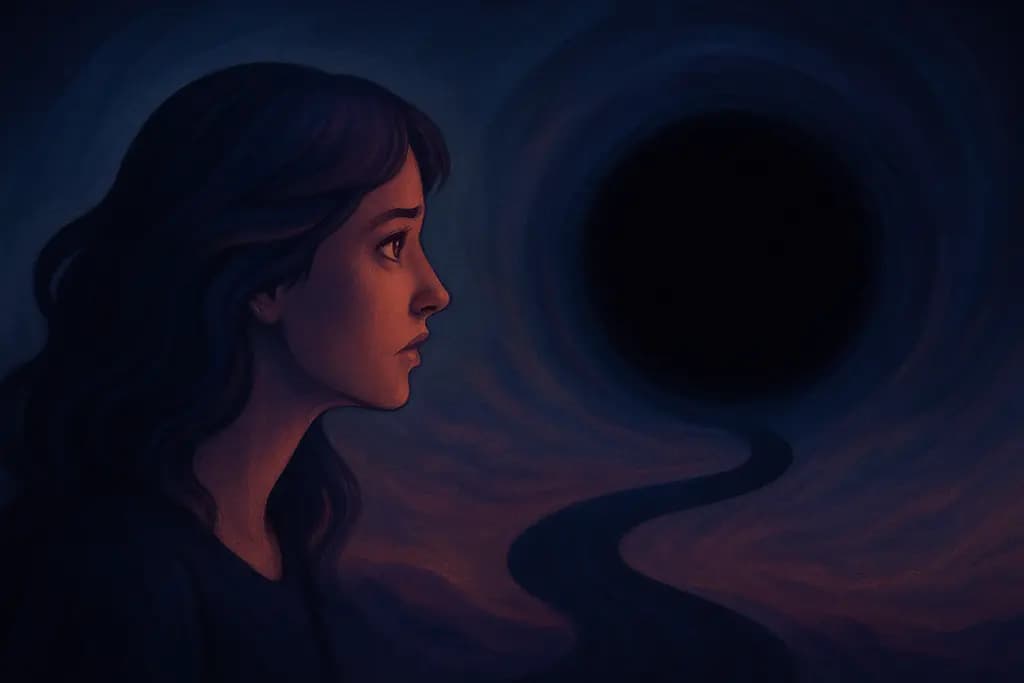 Dream illustration: staring into a black void chasing me dream meaning