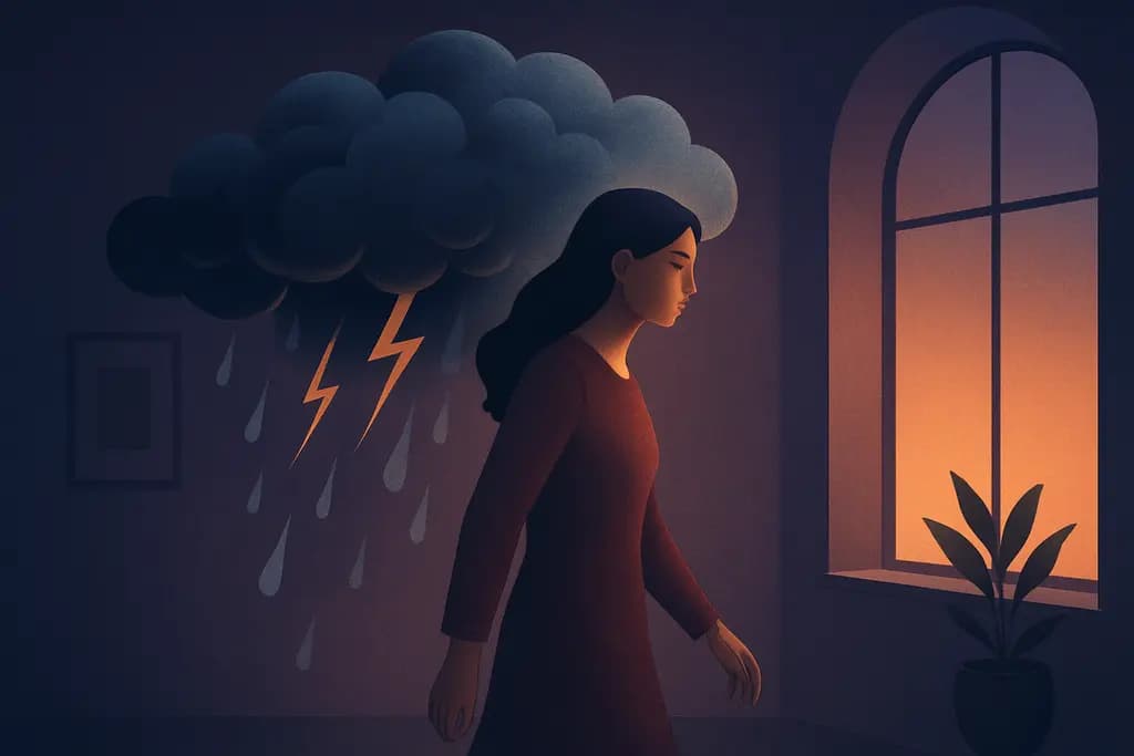 Dream illustration: Storm Clouds Following You Indoors