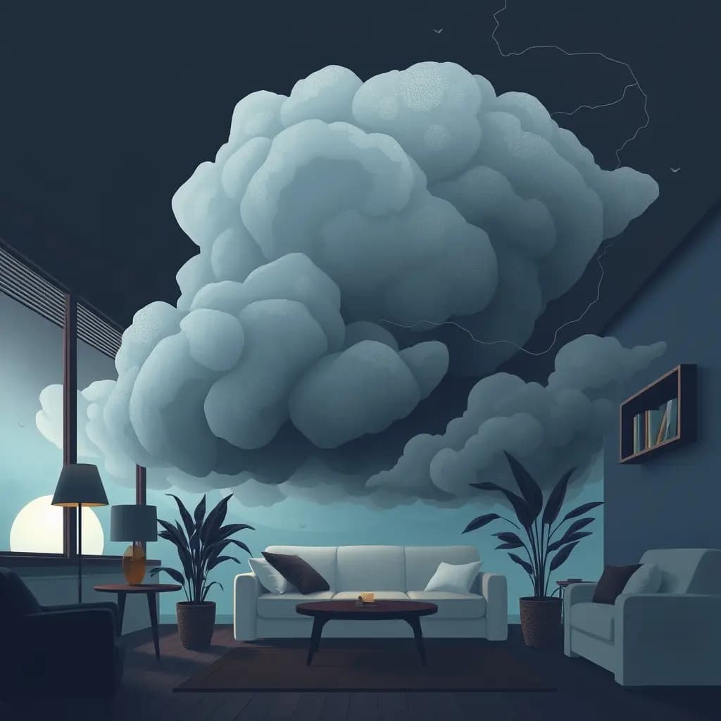 Dream illustration: Storm clouds forming indoors