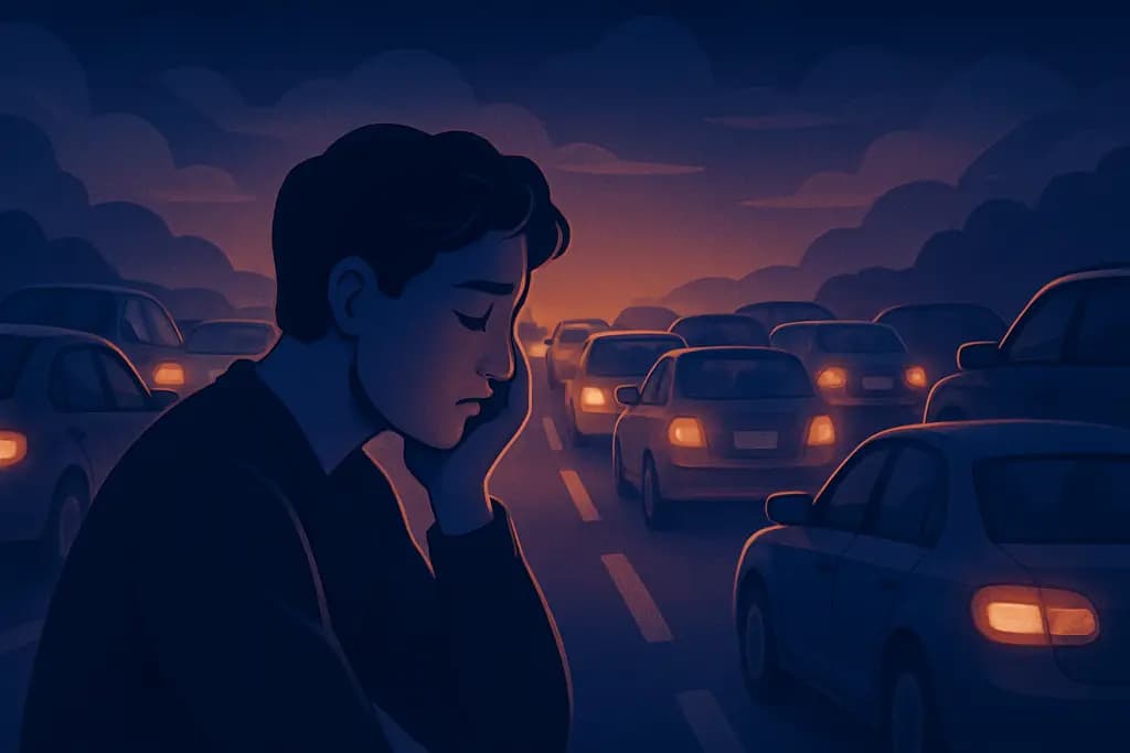 Dream illustration: Stuck in a heavy traffic jam
