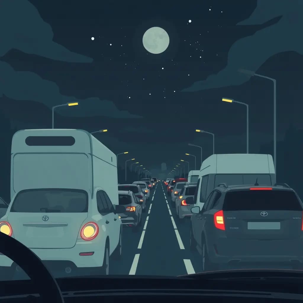 Dream illustration: Stuck in endless traffic