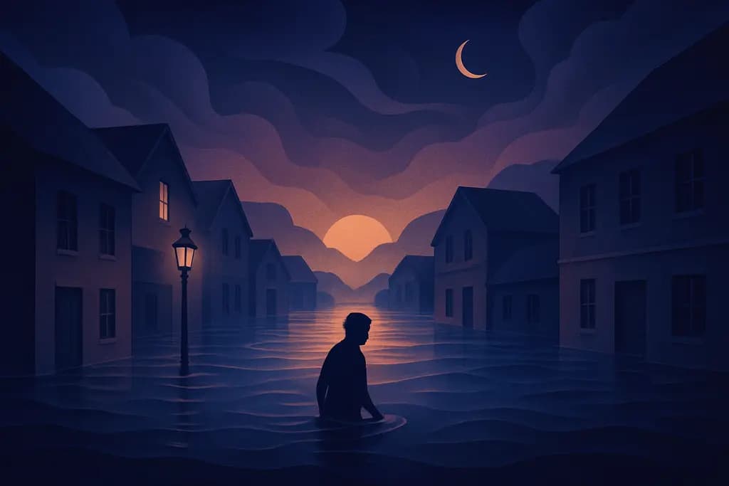 Dream illustration: Submerged town streets