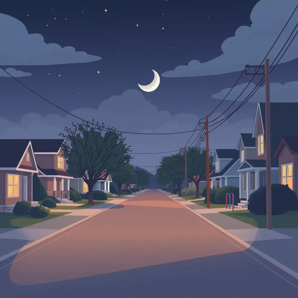 Dream illustration: Suburban street that feels unfamiliar